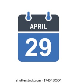 April 29 Calendar Date Icon, Event Date Icon, Calendar Date, Icon Design Vector Graphic
