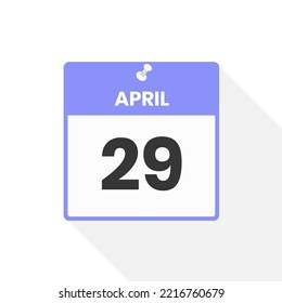 April 29 calendar icon. Date,  Month calendar icon vector illustration