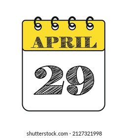 April 29 calendar icon. Vector illustration in flat style.