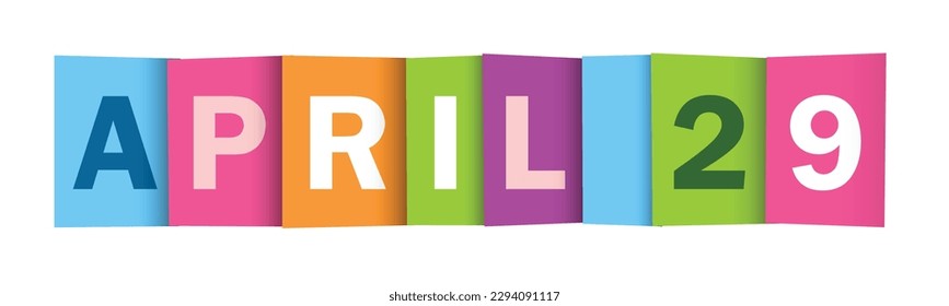 Cartel de la tipografía vectorial colorida del 29 de ABRIL