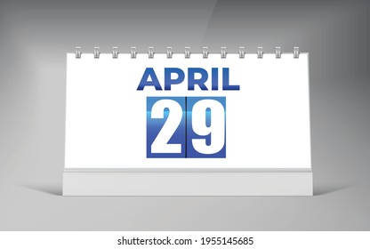 April 29, Desk Calendar Design Template. Single Date Calendar Design.