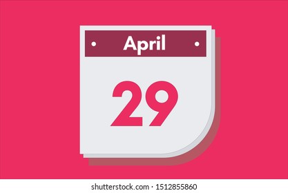 April 29th calendar icon. Day 29 of month. Vector illustration.