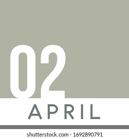 April 2nd Minimal Calendar Neutral Color. Vector illustration