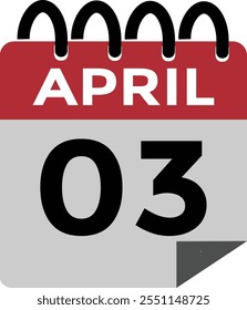  abril 3 calendar icon Fecha Mes calendar icon Ilustración vectorial
