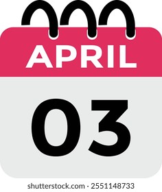  abril 3 calendar icon Fecha Mes calendar icon Ilustración vectorial
