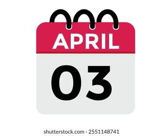  abril 3 calendar icon Fecha Mes calendar icon Ilustración vectorial
