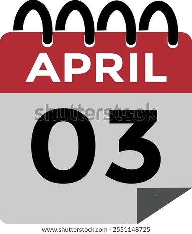  april 3 calendar icon Date Month calendar icon vector illustration

