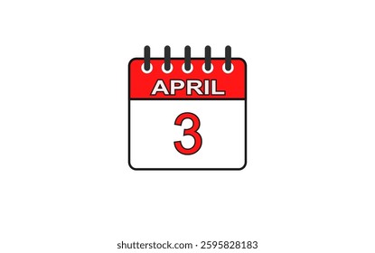 April 3 Calendar Icon – Important Date, Event Planner, Reminder