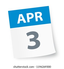 April 3 - Calendar Icon - Vector Illustration