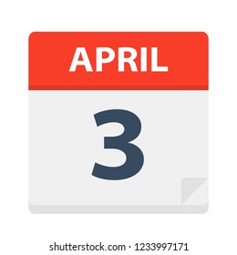 April 3 - Calendar Icon - Vector Illustration