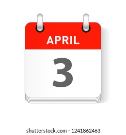 April 3 date visible on a page a day organizer calendar
