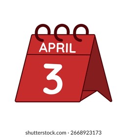 Abril 3 Vector de calendario de escritorio sobre fondo blanco
Vector rojo Calendario plano icono