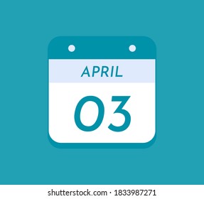 April 3 Single Day Calendar, 3 April
