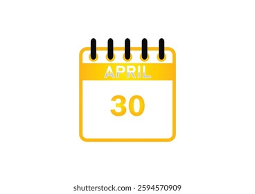 April 30 Calendar Icon – Event Reminder, Date Planner, Schedule