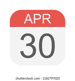 April 30 - Calendar Icon - Vector Illustration