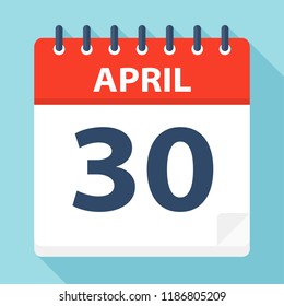 April 30 - Calendar Icon - Vector Illustration