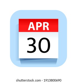April 30. Calendar Icon. Vector Illustration.