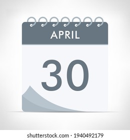 April 30 - Calendar Icon - Vector Illustration. Gray calendar.