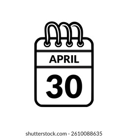 April 30 Calendar icon vector illustration.
