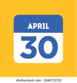 April 30 date calendar icon. Holiday, celebration. International jazz day. International Priest Day