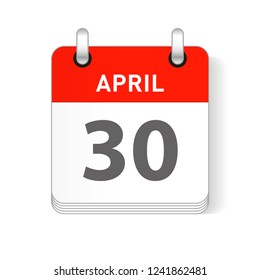 April 30 date visible on a page a day organizer calendar