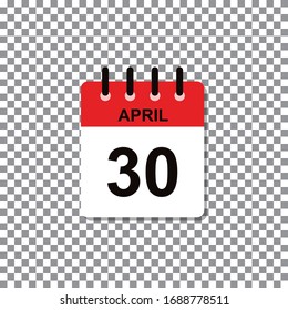 April 30th calendar day of month. Vector illustration.