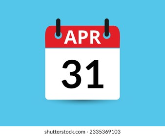31 de abril. Calendario de icono plano aislado en fondo azul. Ilustración vectorial de fecha y mes