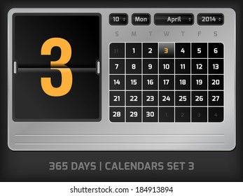 April 3rd Counter calendar 2014, 365 days, Calendars set 3