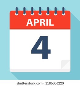 April 4 - Calendar Icon - Vector Illustration