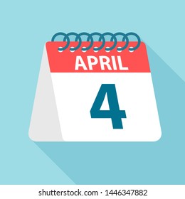 April 4 - Calendar Icon - Vector Illustration