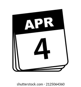 April 4. Calendar Icon. Vector Illustration.