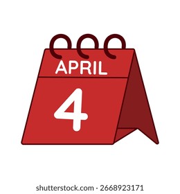 Abril 4 Vector de calendario de escritorio sobre fondo blanco
Vector rojo Calendario plano icono