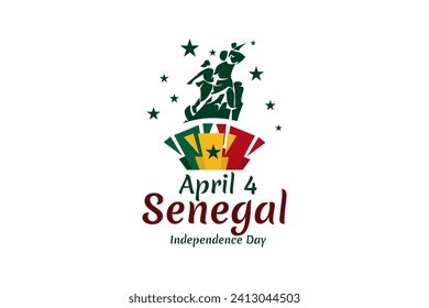 April 4, Independence day of Senegal. Happy Independence day vector illustration. Suitable for greeting card, poster and banner.
