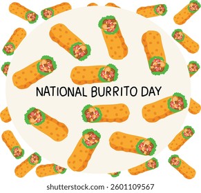 april 4 is national burrito day vector illustration. Good for banner, poster, greeting card, party card, invitation, template, advertising, campaign, and social media.