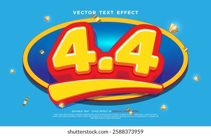 April 4.4 sale editable text effect on abstract background, vector discount promotion graphic style

