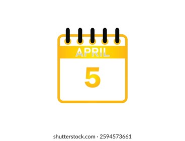 April 5 Calendar Icon – Important Date, Event Reminder, Planner