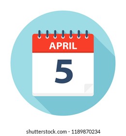 April 5 - Calendar Icon - Vector Illustration