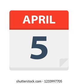 April 5 - Calendar Icon - Vector Illustration