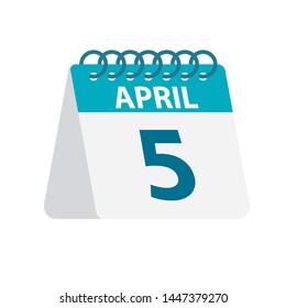 April 5 - Calendar Icon - Vector Illustration