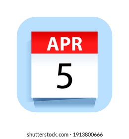 April 5. Calendar Icon. Vector Illustration.