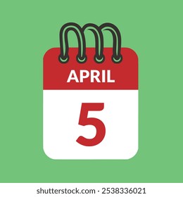 5. April Kalender Symbol, Vektorgrafik.