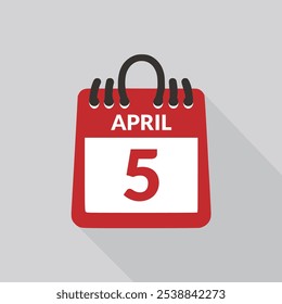 April 5 Calendar icon vector illustration.