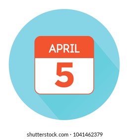 April 5. Vector flat daily calendar icon. Date and time, day, month 2018. Holiday. Season.