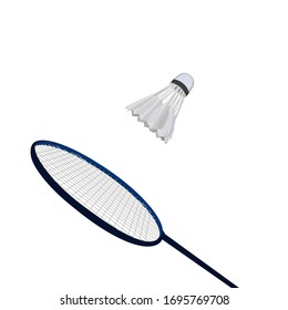 6 de abril de 2020: ilustración vectorial, casaca de bádminton y soporte