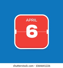 April 6 Calendar Flat Icon