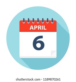 April 6 - Calendar Icon - Vector Illustration