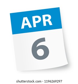 April 6 - Calendar Icon - Vector Illustration