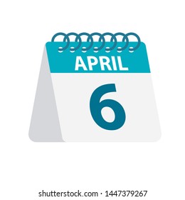 April 6 - Calendar Icon - Vector Illustration