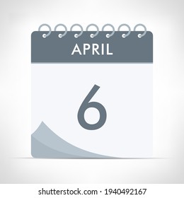 6 de abril - Icono del calendario - Ilustración del vector. Calendario gris.