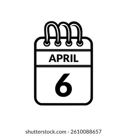 April 6 Calendar icon vector illustration.